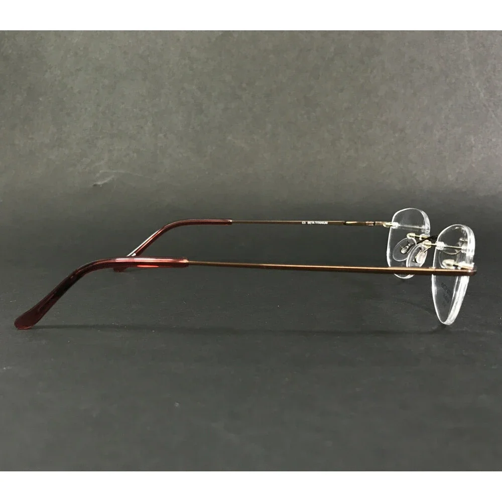 Beta Titanium Eyeglasses Frames BT2150 C3 Bronze Brown Rimless Oval 52-20-140